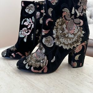 Sequin velvet bootie